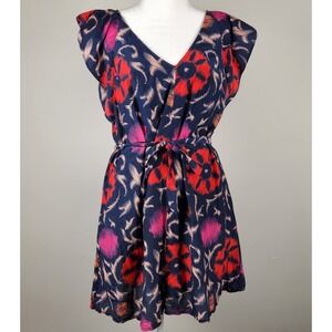 Velvet by Graham & Spencer Dress Womens L Navy Pink Red Floral Romantic